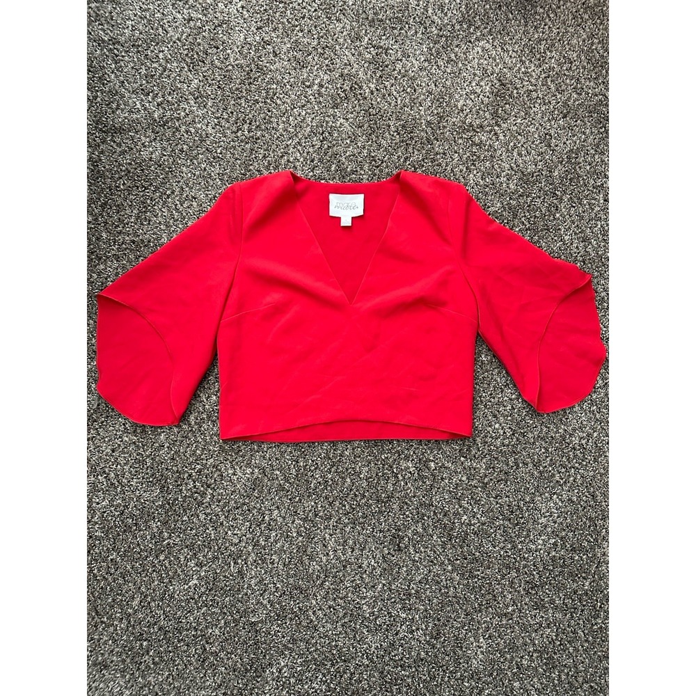 Mare Mare x Anthropologie Red Veronica Cape Blouse Top Size Small V-Neck - Picture 4 of 10